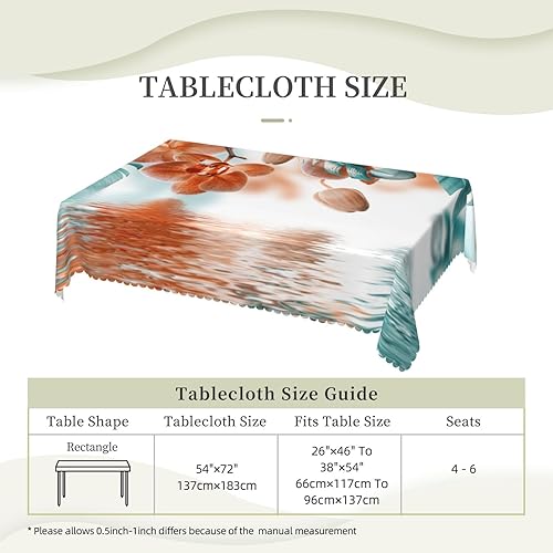 Miniatura 5 de Aimeryup Teal and Orange Orchid Table Cloth Rectangle Table,Waterproof Tablecloth Rectangle Table Cloth Tablecloths for 6 Foot Rectangle Tables