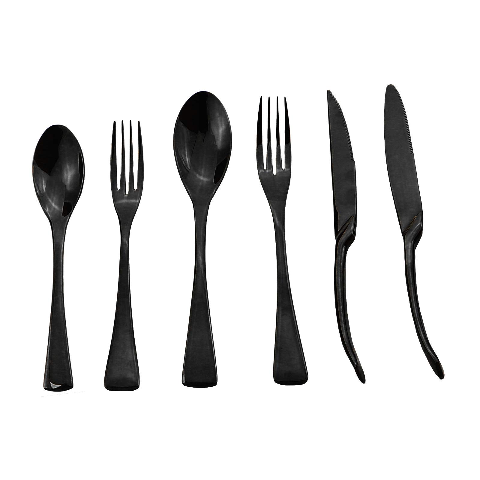 PILER 24Piece Black Silverware Set, Stainless Steel Flatware Cutlery