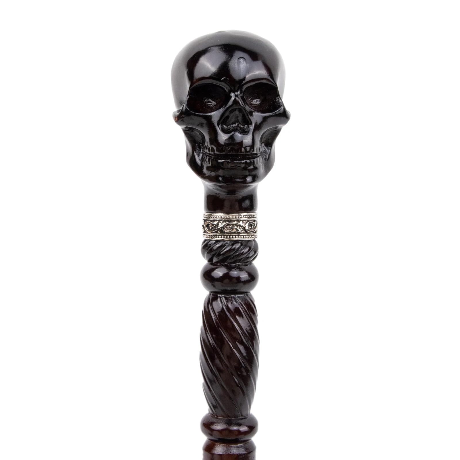 Bastón de madera con calavera negra, bastón decorativo gótico con mango ergonómico para personas mayores de 93 cm