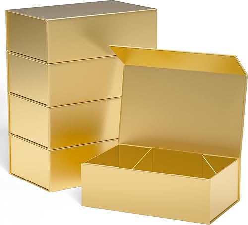 Miniatura 1 de Cajas de regalo doradas de 12 x 6 x 4 pulgadas con tapa de cierre magnético, cajas de regalo para regalos, caja de regalo de dama de honor, bonita