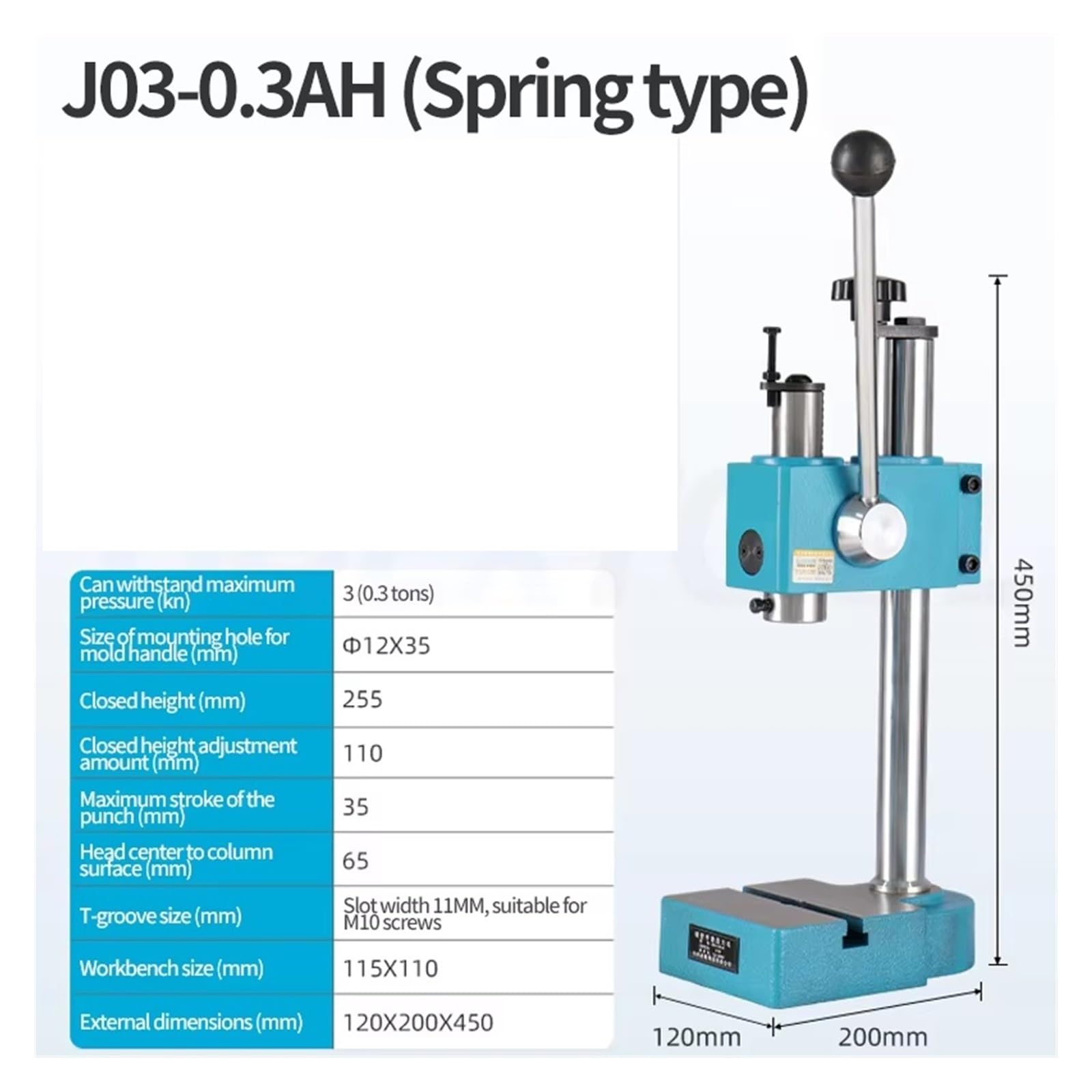 Prensa manual 0.3A Herramienta de perforación manual Máquina de estampado de sobremesa compacta for hardware electrónico(0.3A Heighten)