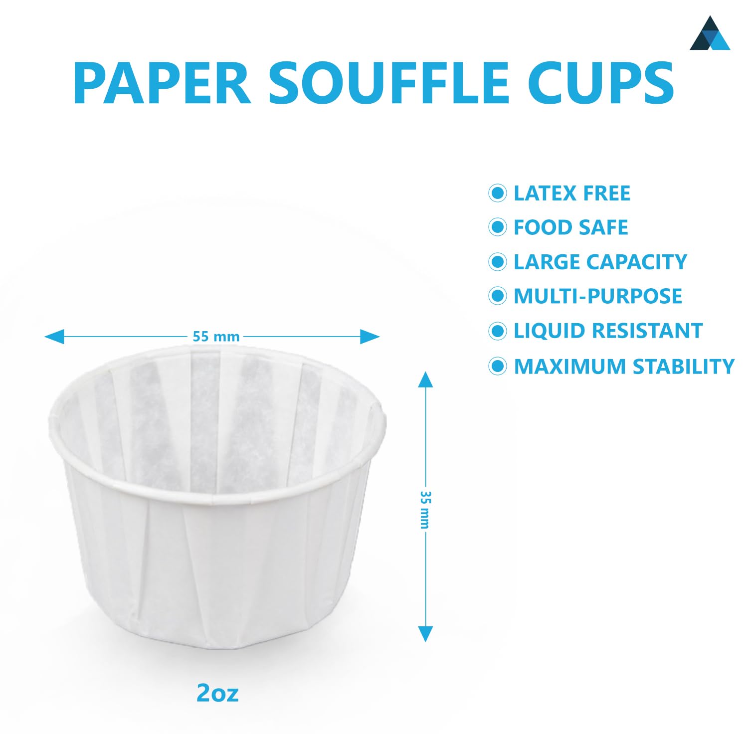 Lot de 5000 gobelets à soufflé jetables en papier ciré de 60 ml