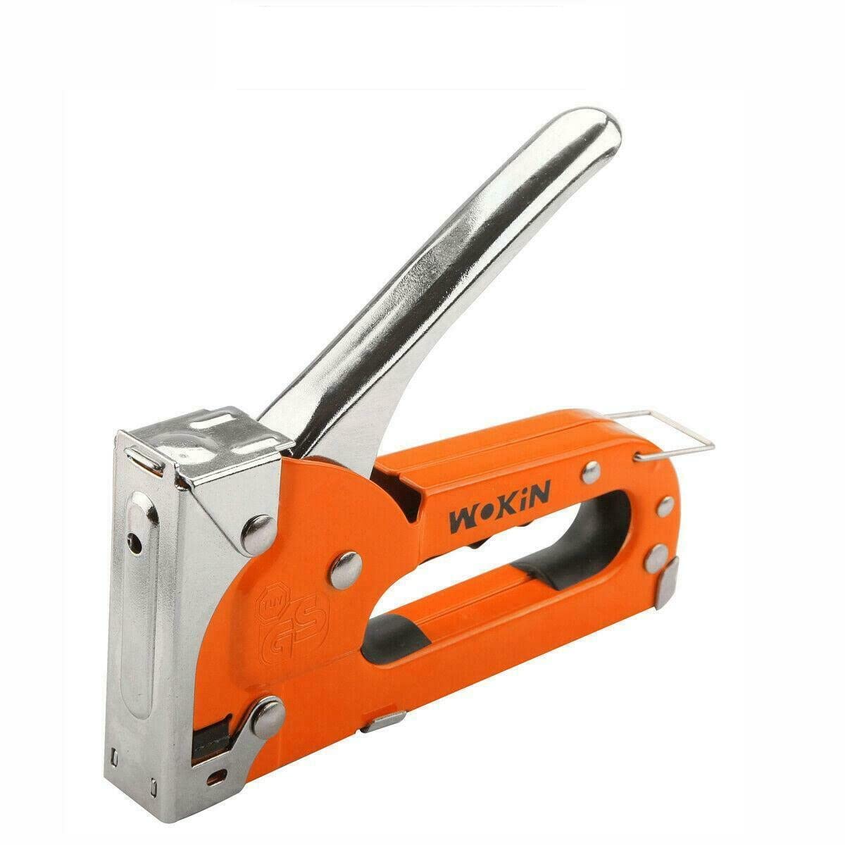 Wokin Pistola de grapas de servicio mediano de 4 a 8 mm, clavadoras de remaches para fijación de material de tapicería, tela de madera, manualidades, tablón de anuncios de construcción con