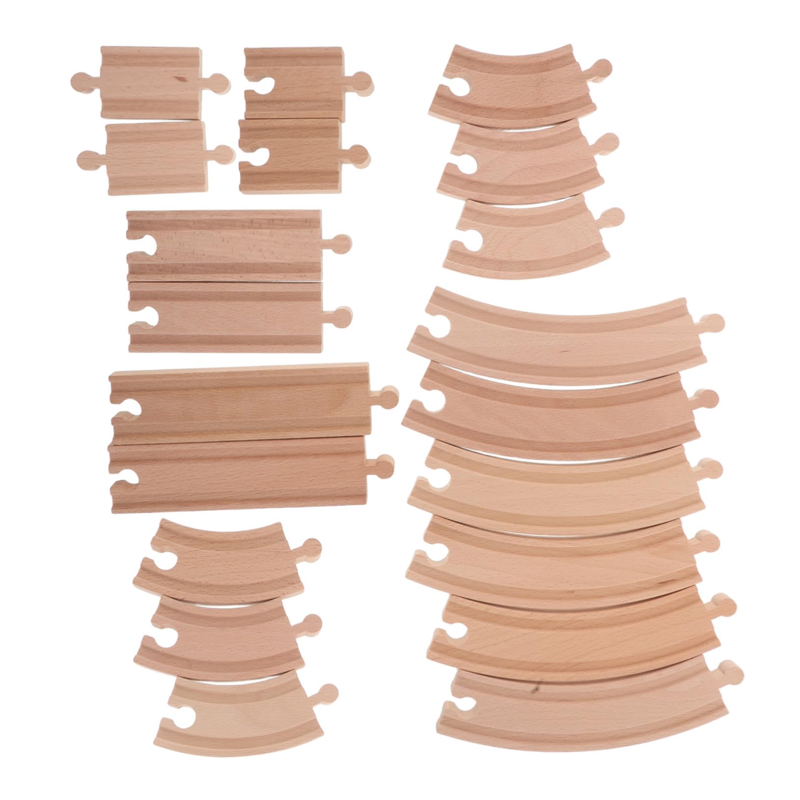 BESPORTBLE Accessori per Treni in Legno 20pezzi, Piste Curve e Dritte per Ferrovia Modellini, Gioco di Coordinamento Mano-occhio per Ragazzo Ragazza e Famiglie