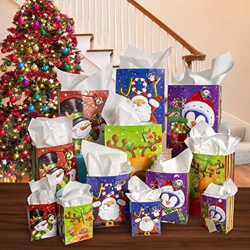 image for Besti Christmas Bags - Holiday Gift Bag Set with Tags In Assorted Size