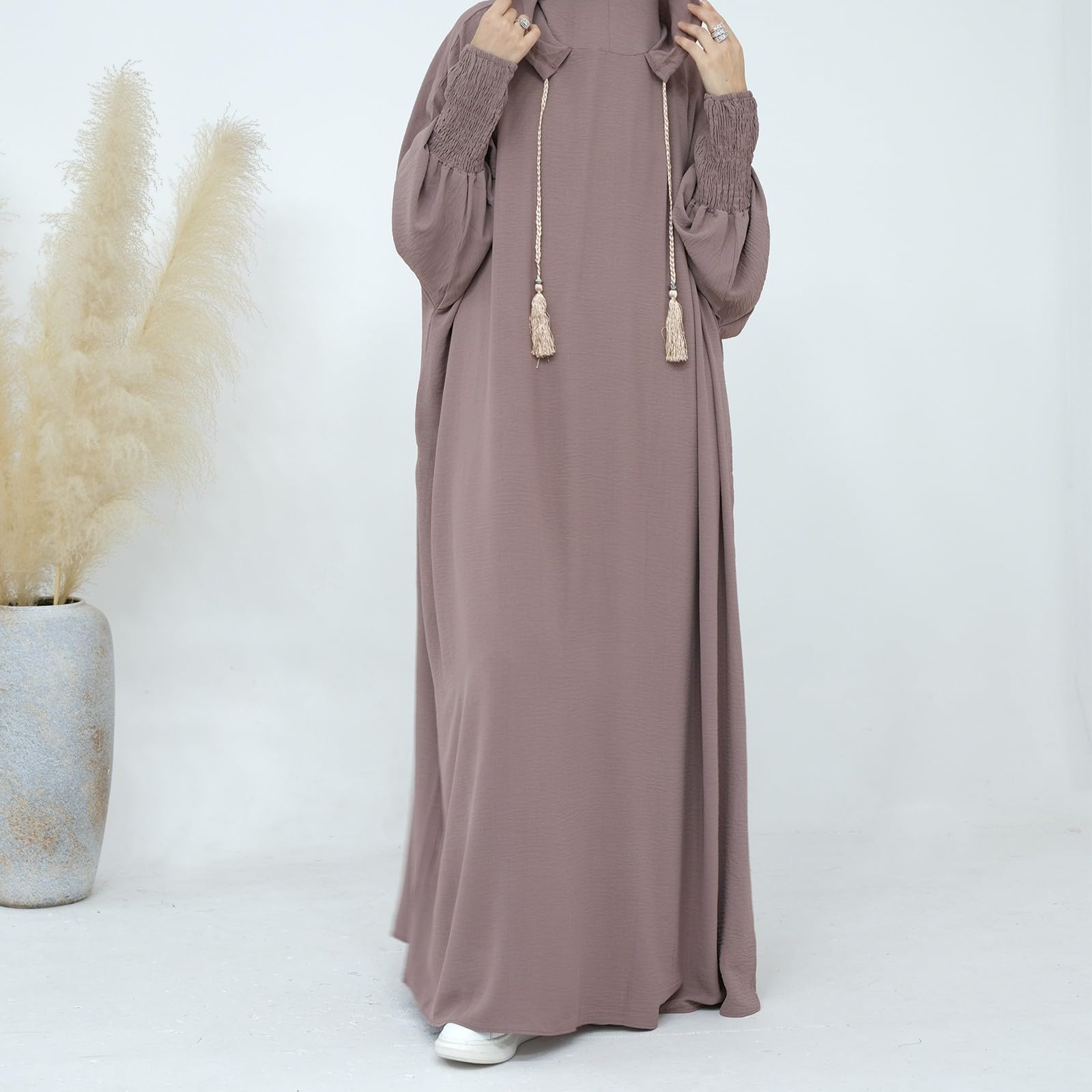 Robe de Priere pour Femme Longue Robe Musulmane Élégante à Manches Larges Abaya Musulmane Moyen-Orient Jellaba Kabyle Mariage Soirée Ramadan 1 Pièces Taille Unique Vetements Musulman