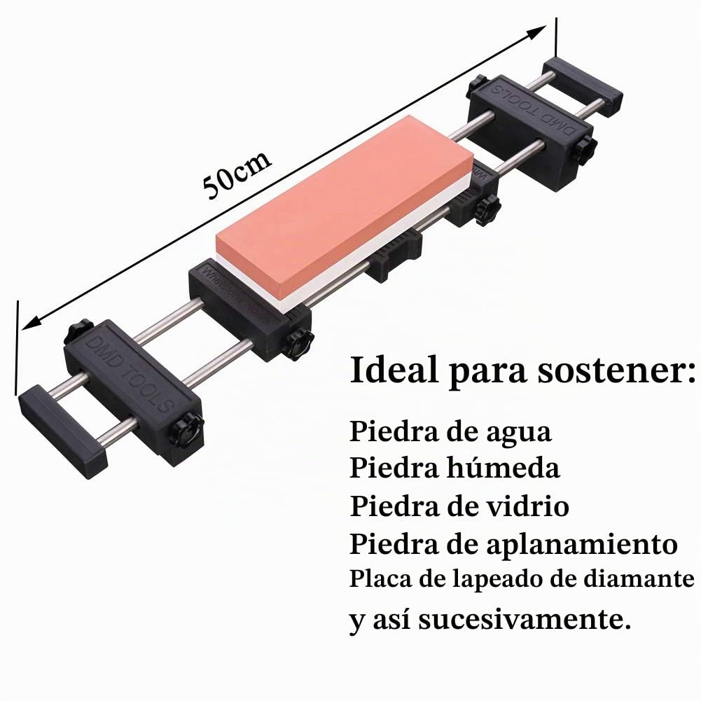 Soporte para piedra de afilar, soporte para piedra de afilar de puente de fregadero con goma antideslizante ajustable para fácil pulido de acero inoxidable 304