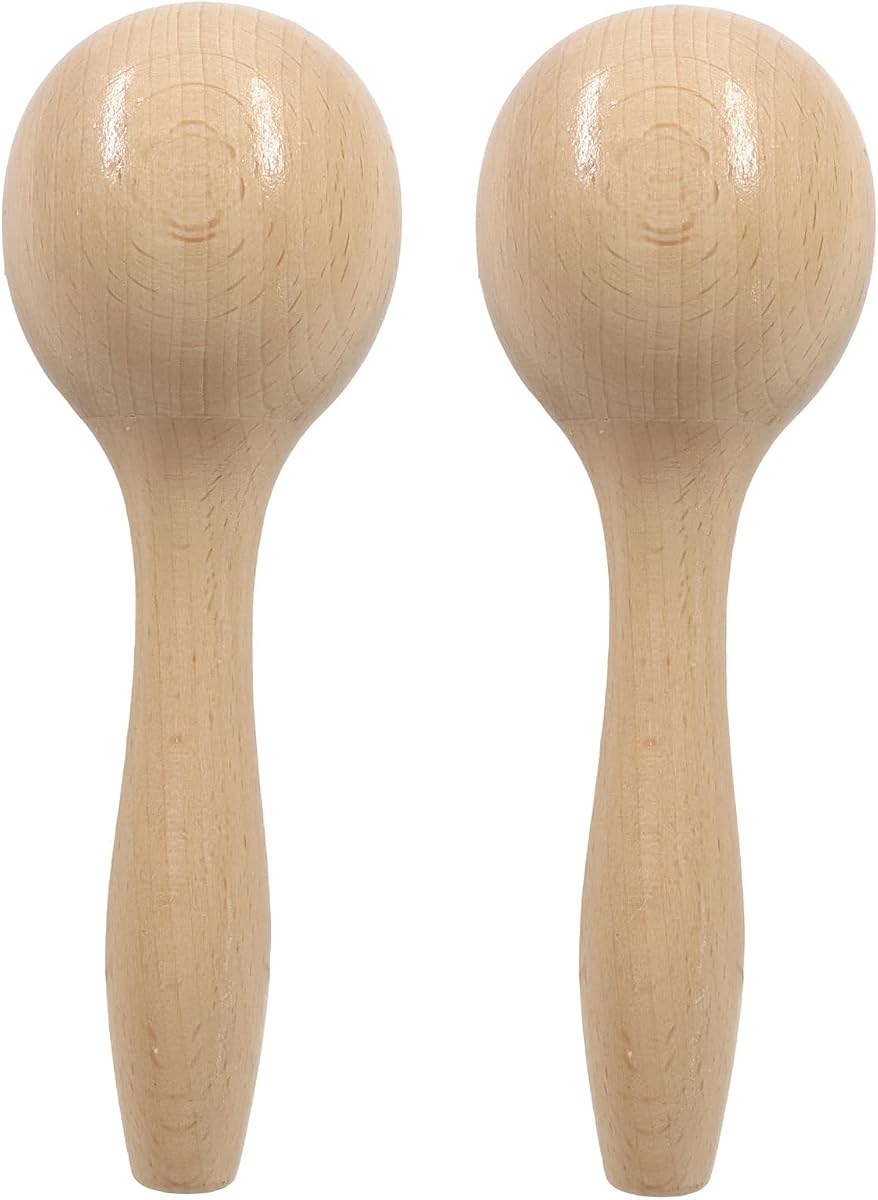 2 Pack Maracas, 6 Inch, Brown | Small Wooden, For Adults and Teens, Hand Percussion Rattles with Clear Rhythm, Musical Shakers for Party Favor, Music Class