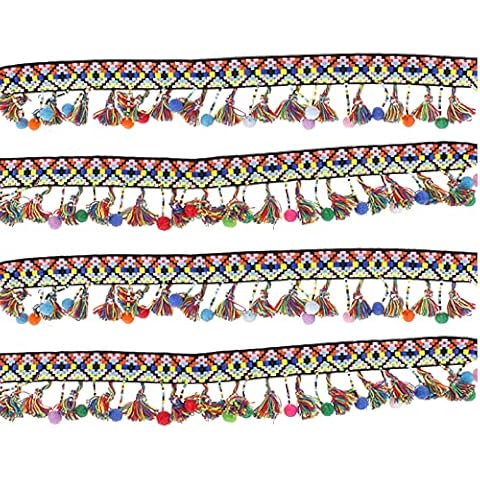 Yoogeer Colourful Pom Pom Beads Ribbon Trim Cover