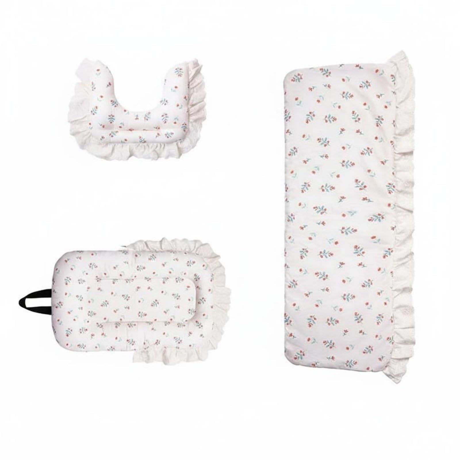 3 Pieces Anti-Dirt Pet Stroller Pad Year-Round Pet Stroller Liner Soft Padded Ruffled Border, S Mini, Floral Cotton 3PC-image-32