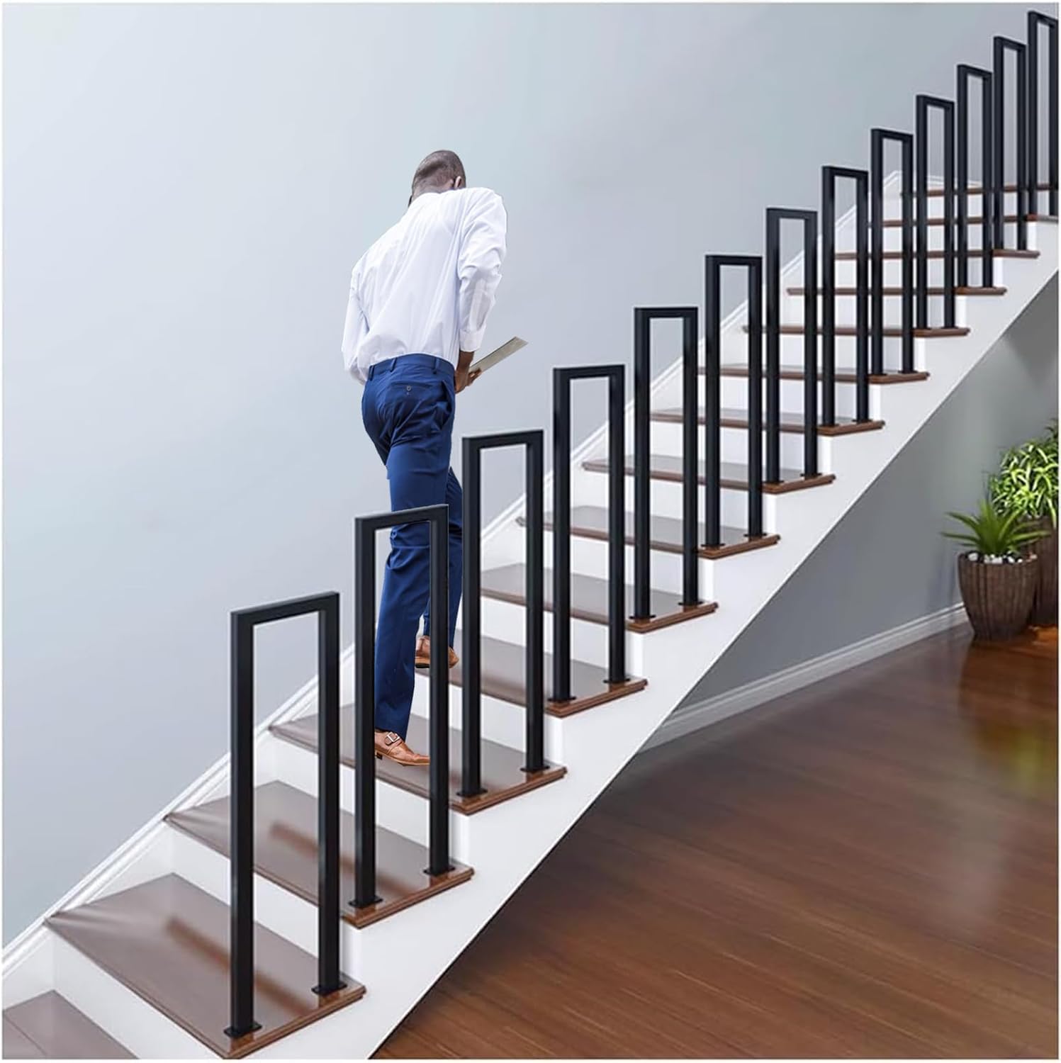 U Stairs Railing Stair Railing Indoor Outdoor, U-Shaped Stair Railing Handrail, Stair ...