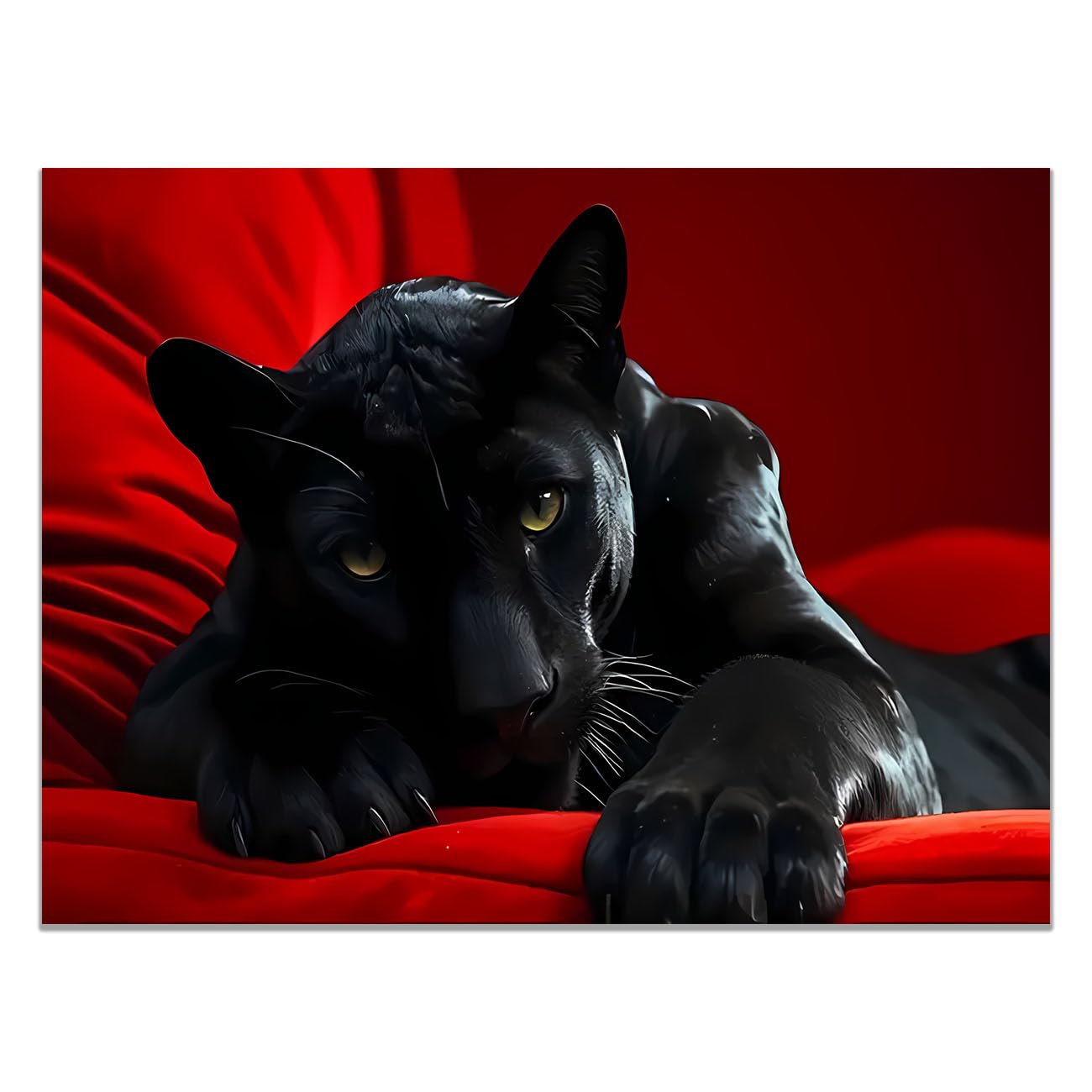TODOAA Funny Animal Wall Art Print Poster Black Sofa Leopard Canvas Prints Painting Pictures - for Living Room Bedroom -Kitchen Home and Office Wall Decor(Black 5)-80x120cm Unframed — image 1