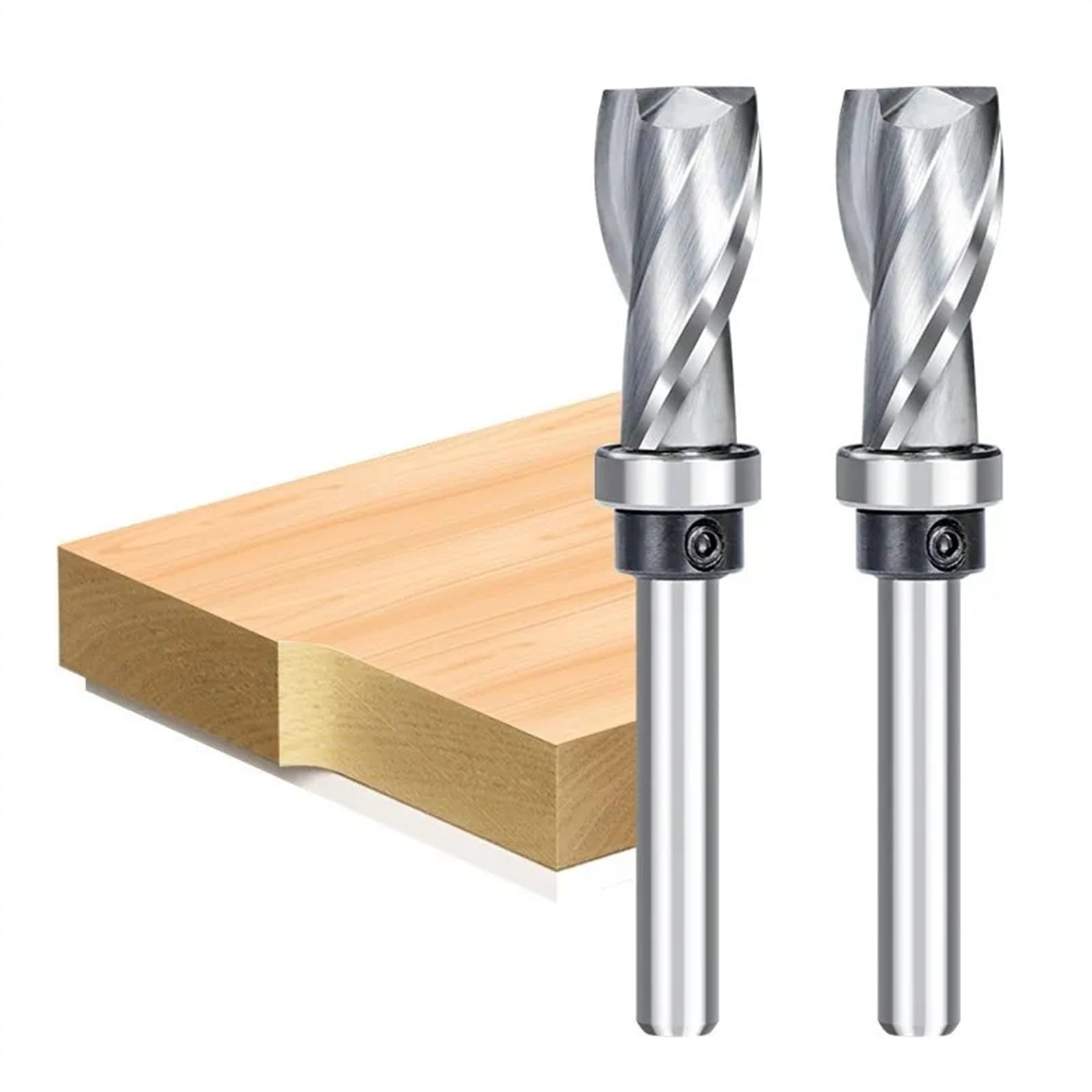Broca enrutadora de acabado a ras de 2 flautas, fresa con ranuras de vástago de 6mm, broca enrutadora de madera con rodamiento, fresa de extremo de carburo