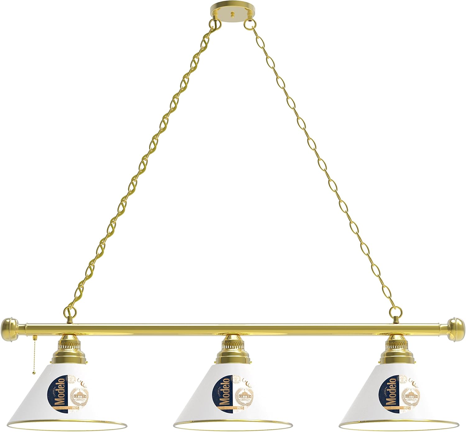 Holland Bar Stool Co. Indoor Modern Bright Ceiling Pendant Lighting Shade Modelo (Gold) 3 Shade Billiard Light with Brass Fixture