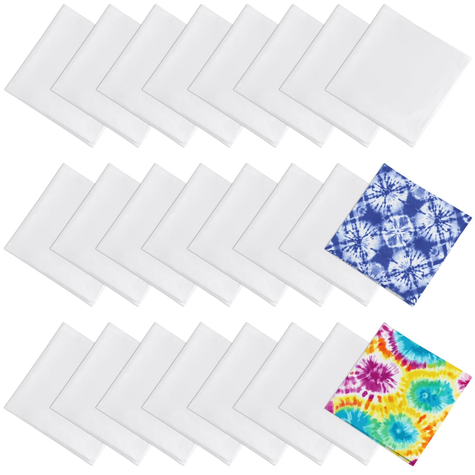 Lot de 24 bandanas en coton blanc, 50,8 x 50,8 cm, pour teinture sur nœuds, couvre-chefs
