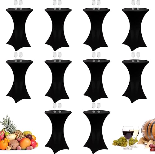 Fundas de mesa de cóctel a granel de 24 x 43 pulgadas manteles elásticos redondos de elastano para bodas bares banquetes fiestas de cumpleaños negro