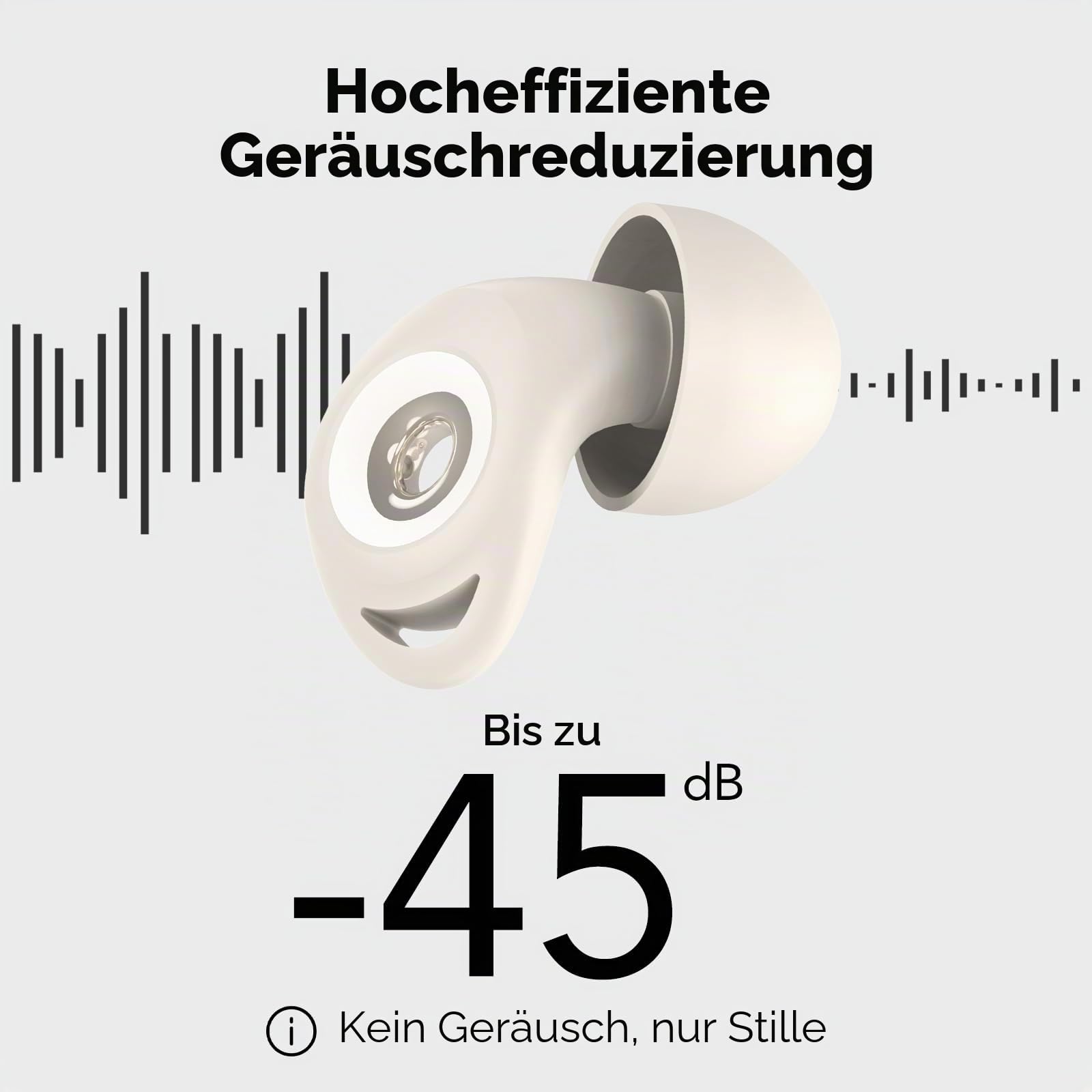 Ohrstöpsel zum Schlafen, 45dB Noise Cancelling Gehörschutz Earplugs, weiß | Weich und Wiederverwendbar, 8 Ohrstücken in 4 Größen (XS/S/M/L), Silikon Ohrenstöpsel für Flugzeug Konzert Schnarchen