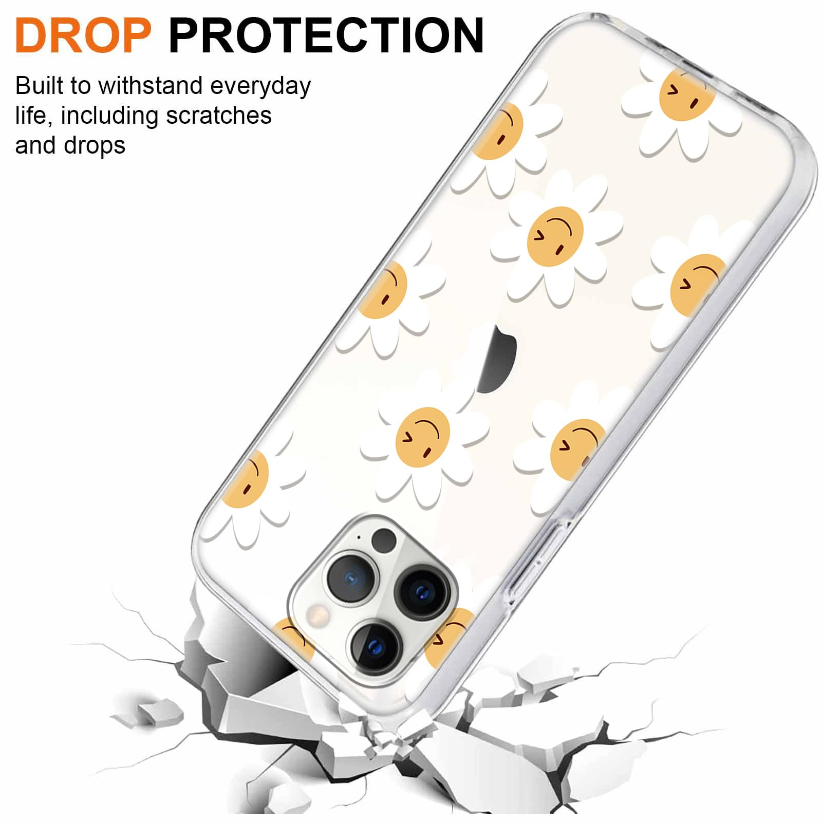 Yoedge 2 Pezzi Cover per iPhone 14 Pro 6,1", Fiori colorati Ultra Sottile Trasparente Morbida TPU Custodia in Silicone Antiurto Antigraffio Protettiva Case con Disegni per Donne per iPhone 14 Pro - Vista 6