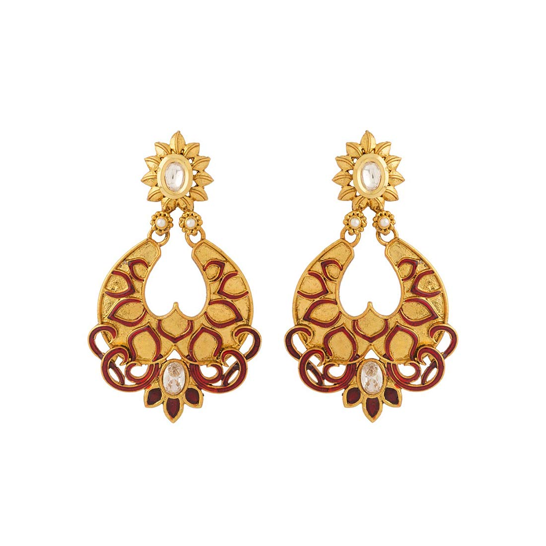 Voylla Traditional Red Enamel Designer Dangler Earrings Jewellery For Women (B01N1T5CHX) Amazon Price History, Amazon Price Tracker