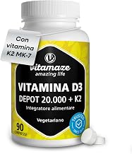 Vitamaze Vitamina D3 20.000 UI + K2 Alto Dosaggio, 90 Compresse