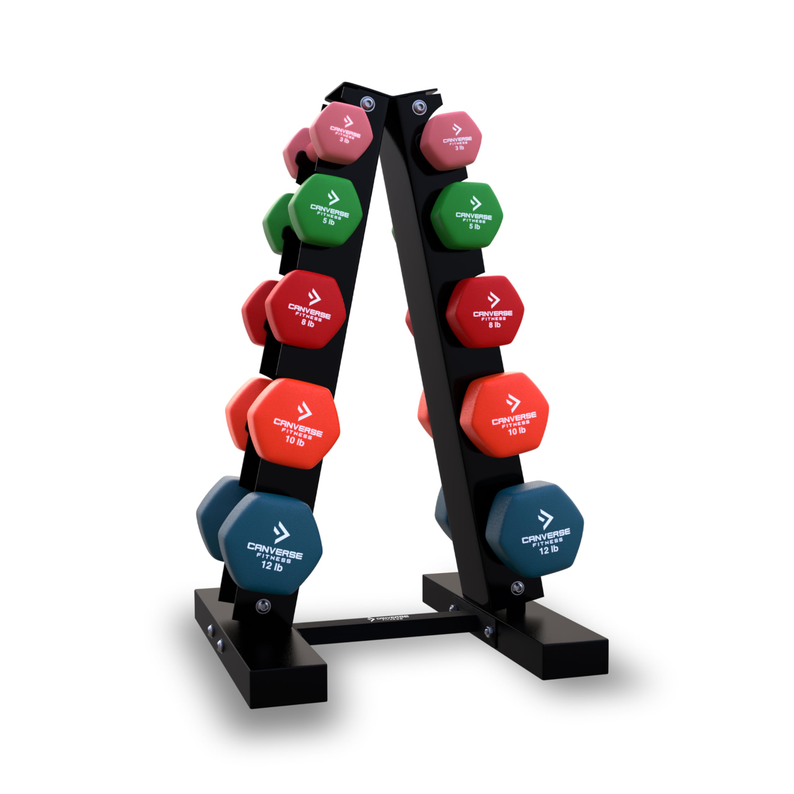 Neoprene Workout Dumbbells Weights - Non Slip, Anti Roll Exercise & Fitness Dumbbells Combo With Rack - Hex Shaped Hand weights for Men & Women - Ideal for Home and Gyms training