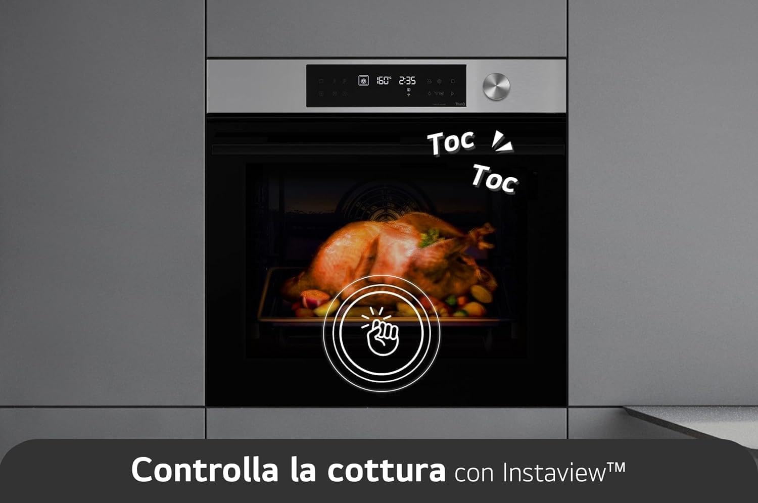 LG InstaView WSED7612S Forno da Incasso Multifunzione, Classe A+, 76L, 300°C Air Fry, Sous Vide, Modalità Pizza, Sistema ProBake Convection, EasyClean, Pirolisi, WiFi, Isolamento 4 Vetri, Nero