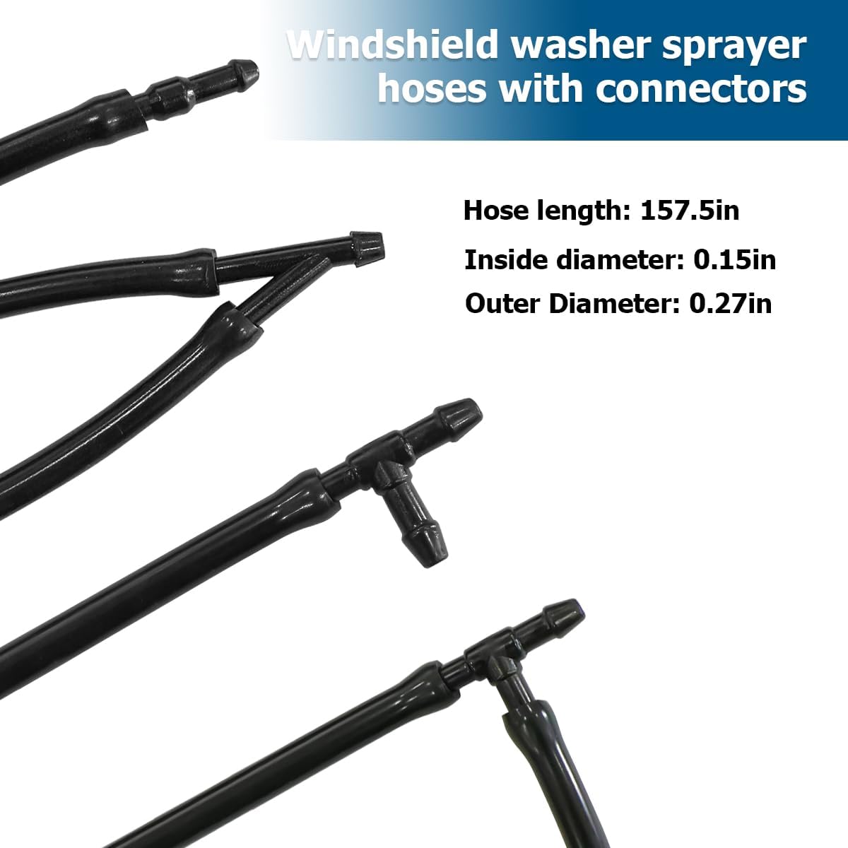 Zpana Car Windshield Washer Hose Kit, 4 Meter Vehicle Fluid Tubing with 12PCS Hose Connectors, Installation for Connecting Water Pumps Nozzles, Universal Automotive Accessories