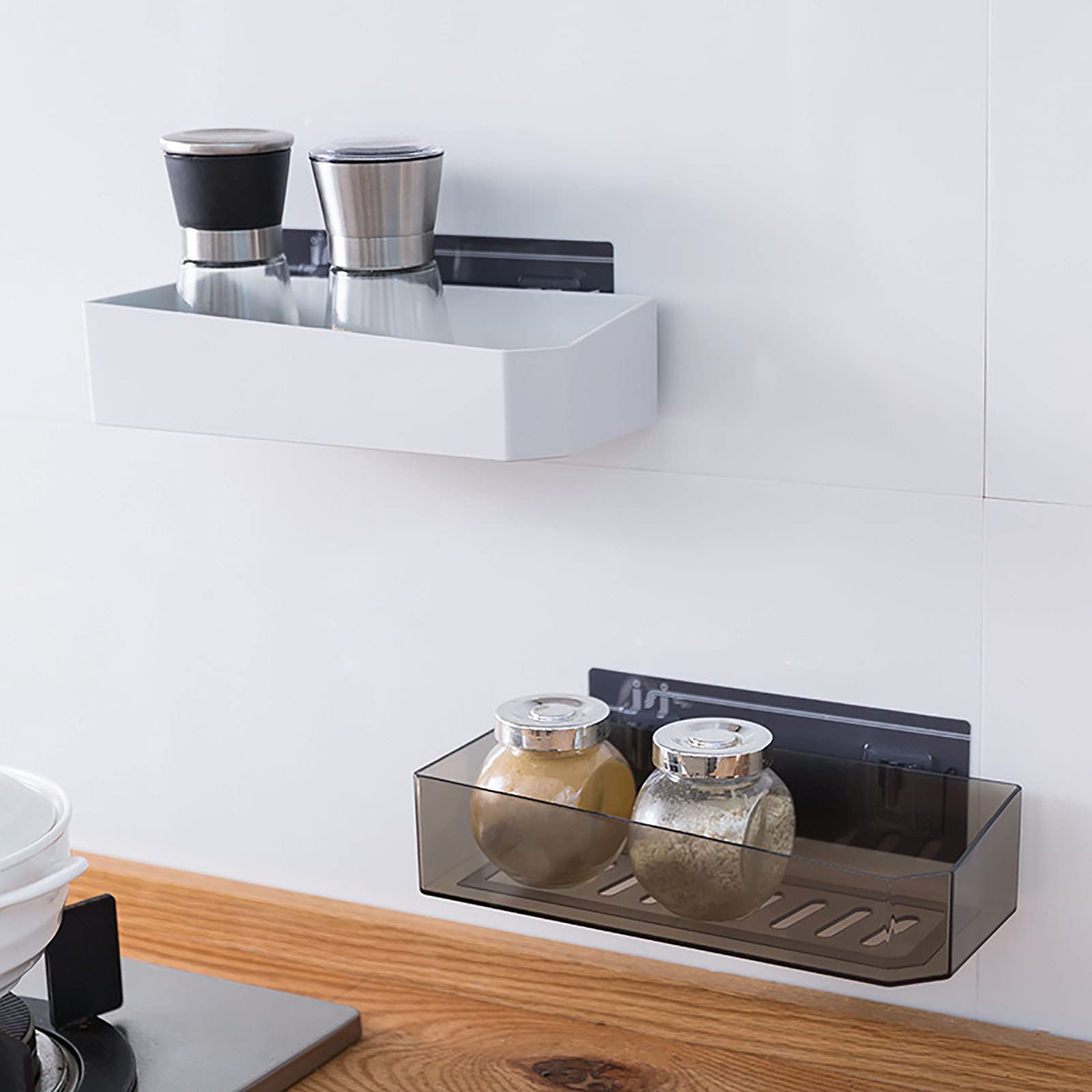 estantes de baño exquisitos Almacenamiento de baño Adhesivo montado en la Pared estantería de Ducha Estante de baño sin Perforaciones para Cocina baño Inodoro/Negro