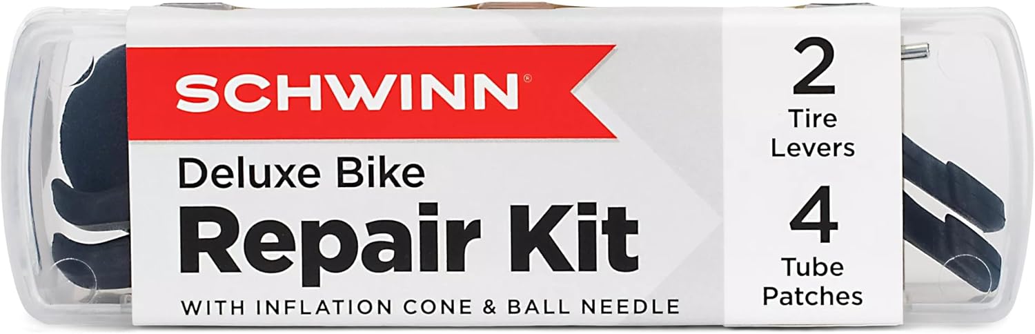 Schwinn Deluxe Bike Tube Repair Kit, Multi-Purpose for Bicycle Repairs, Easy-to-Carry Tool Kit, Portable and Convenient Design, Multi-Tool Kit Includes Tire Tube Patches, Tire Levers, Scuffer and More