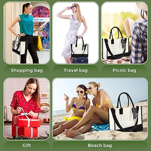 Set 12 Bolsas Tote de Lona para Damas en Negro y Blanco miniatura 2