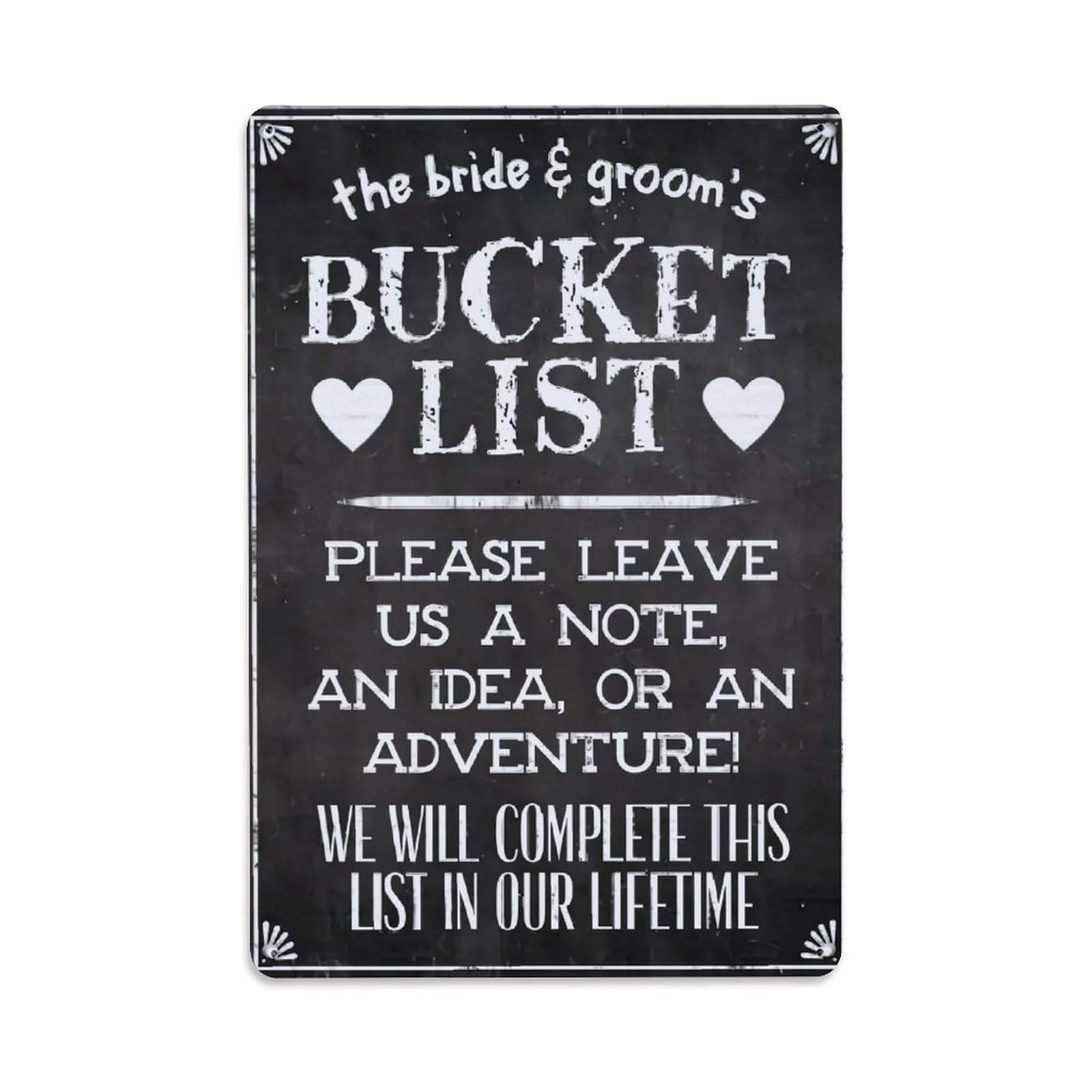 Jdfenggu Vintage The Bride And Grooms Bucket List Retro Metal Tin Sign, Metal Poster For Bar, Home, Man Cave, Kitchen, Laundry Room Art Decor 8X12 Inch