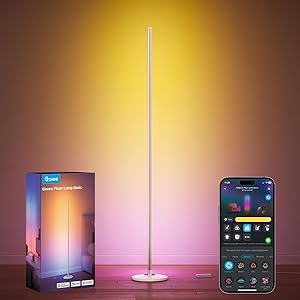Govee Lampade da Terra LED, Lampada da Terra Moderna RGBIC Funziona con Alexa, Matter, 16 Milioni di Colori Musica Sync Lampada da Terra a Luce Calda per Soggiorno, Camera da Letto, Dorato