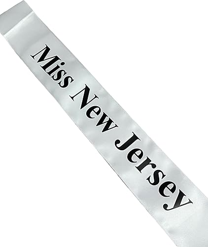 Rock Your Ribbon This Halloween with our Novelty Miss New Jersey cross body pageant sash with adjustable pin, One side fits most including children,
