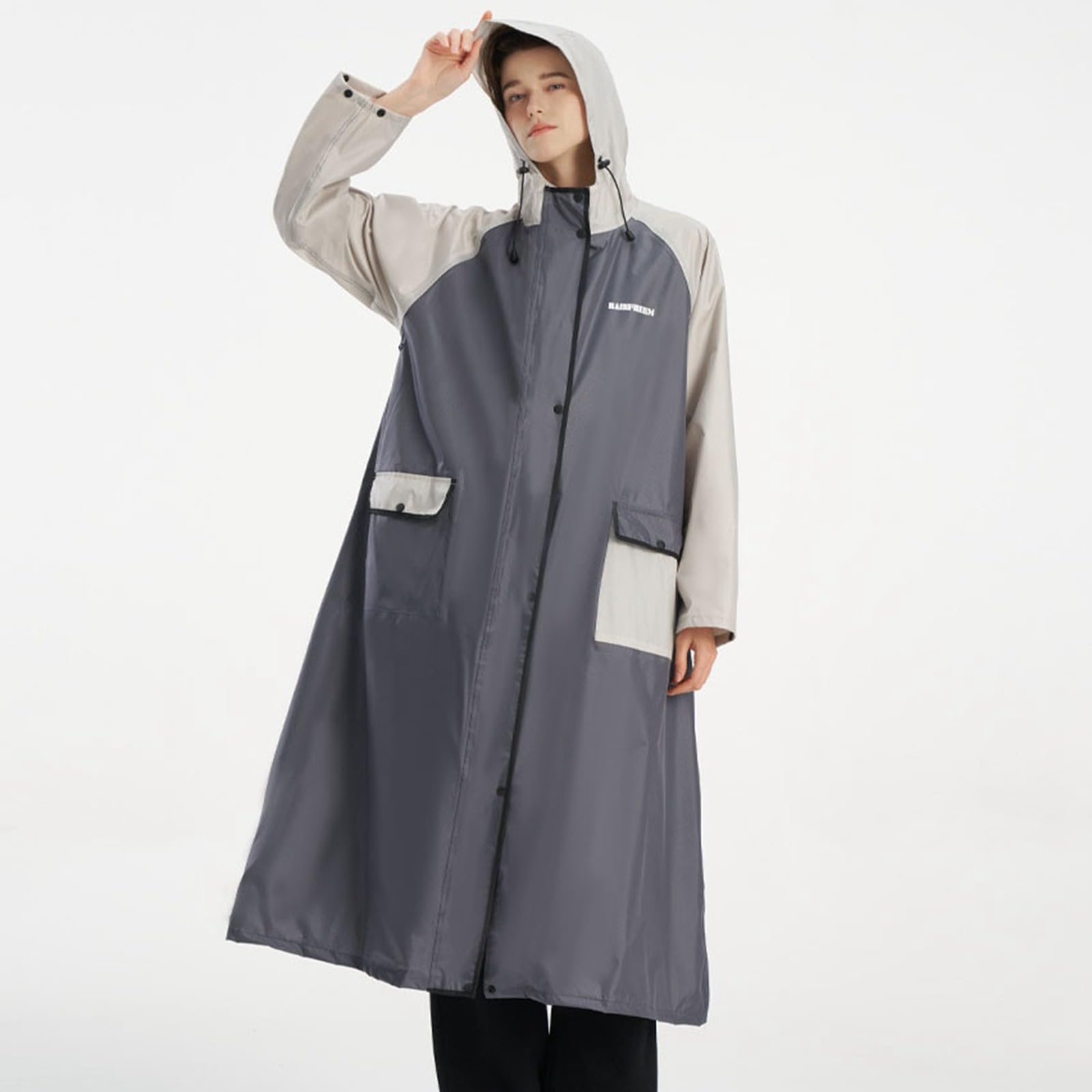 Poncho antipioggia da uomo, impermeabile, giacca da ciclismo, con maniche, protezione antipioggia, per escursioni, grandi dimensioni, attrezzatura da campeggio, zaino impermeabile