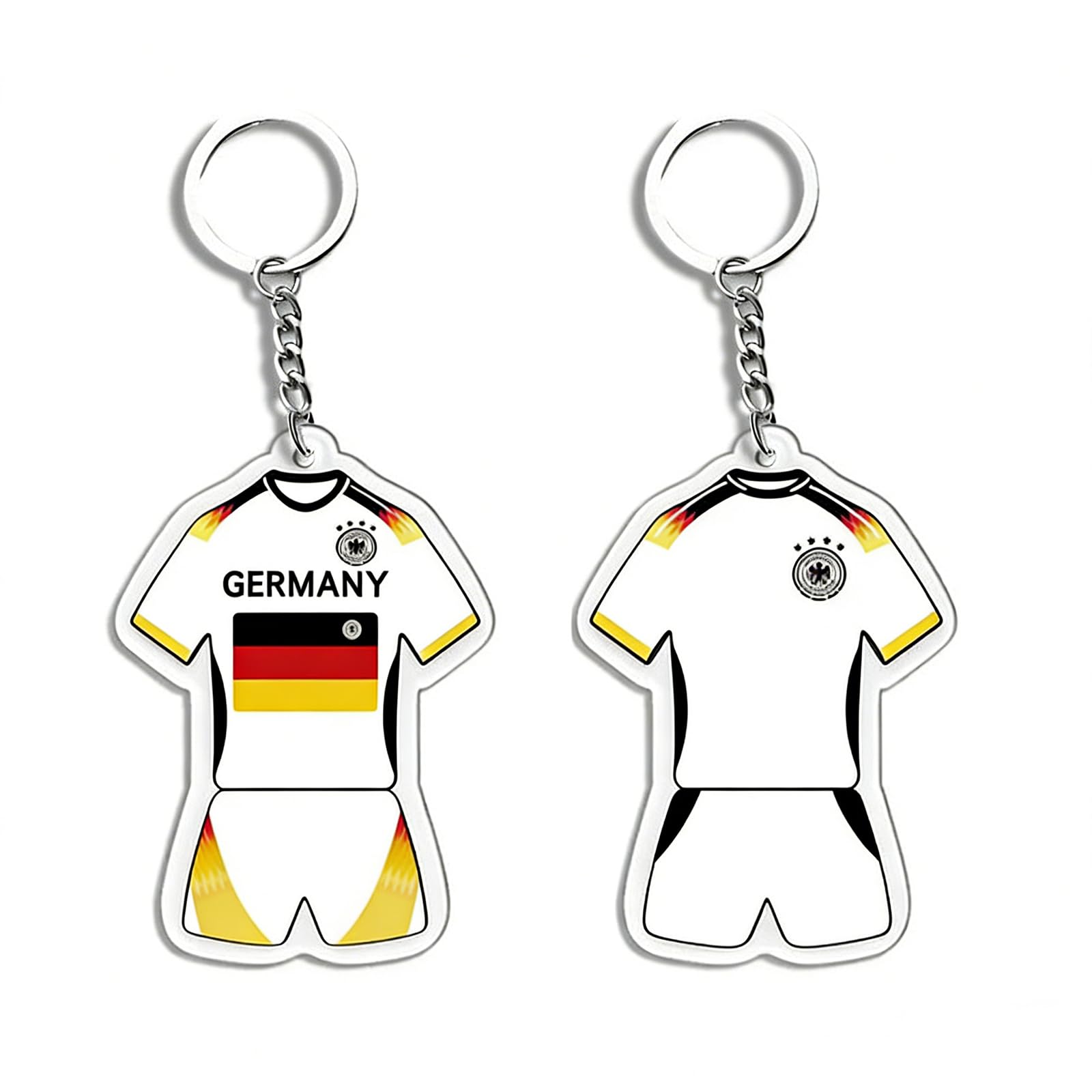 BRDTKUGV Germany Jersey Keychain, Football Jersey Keychain, Acrylic 3D Effect of Football Player Keychains, for Friends, Family, and Footballs Fans Gift