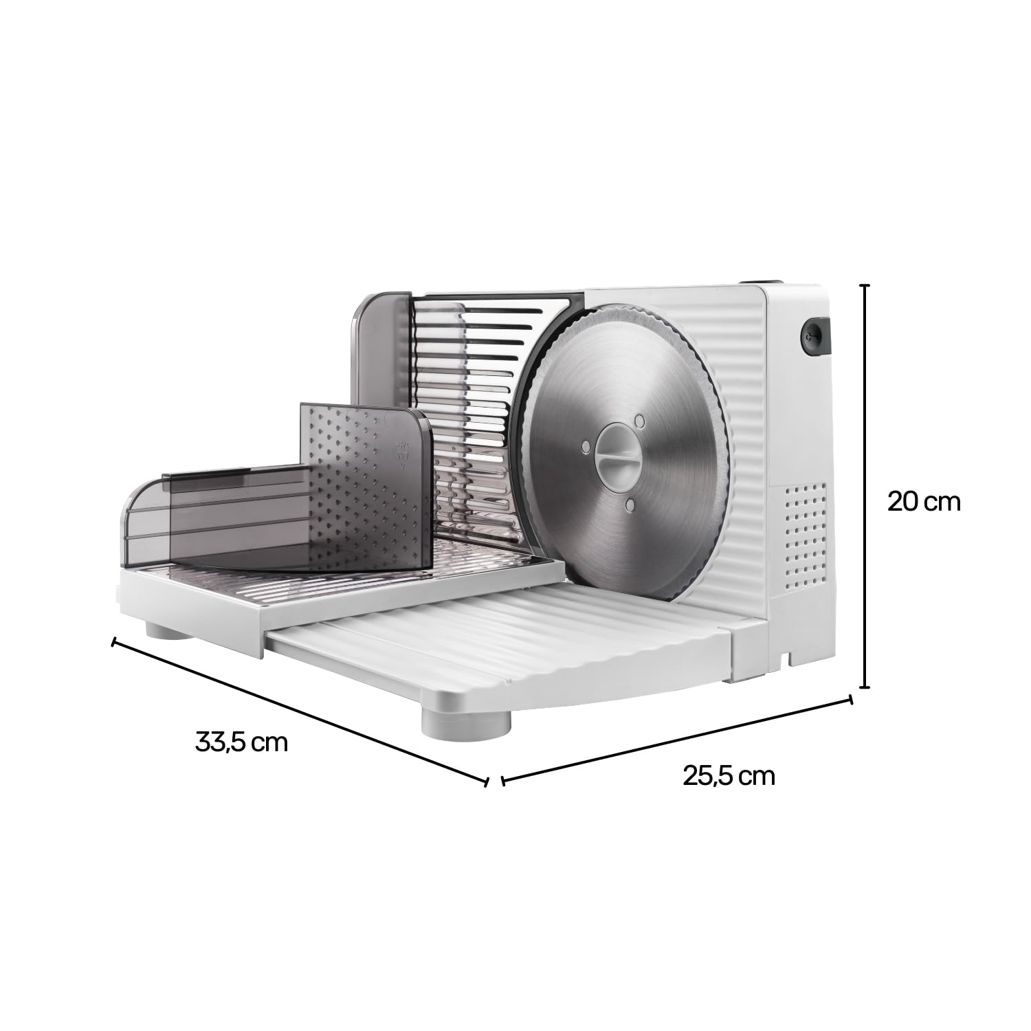 Taurus - Cortafiambres PLEGABLE | Cuchilla Acero INOX Ø17 cm | Corte preciso 1-15mm | Compacto | Fácil limpieza | Protección dedos | Cortador fiambres eléctrico con disco extraíble | Grosor regulable
