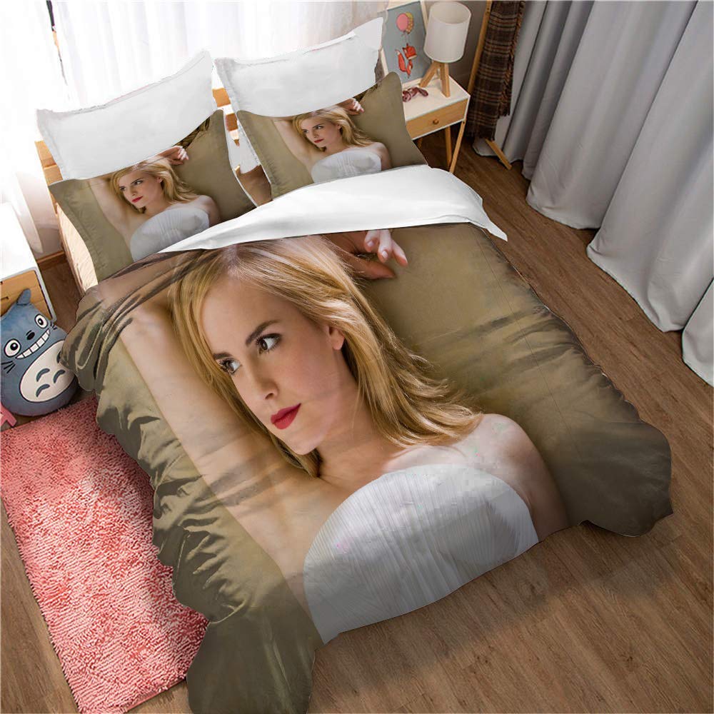 Ste-X Bedding, Emma Watson Duvet Cover, Microfiber, Including 2 Pillowcase 50 x 75cm (220x230cm(King),Picture 02)