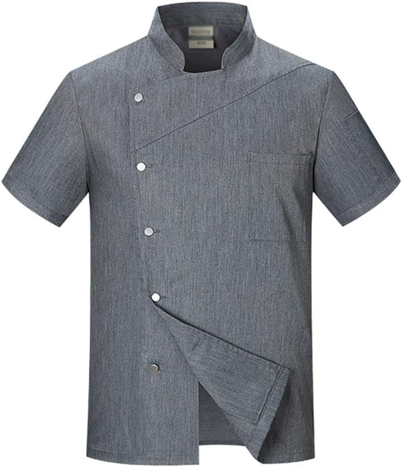 Kitchen Chef Coat Uniform Short Sleeve Unisex Chef Jacket with Pocket for Restaurant Hotel Bakery Food Service