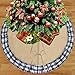 Partyprops Christmas Tree Skirt, Large 48 Inch Burlap Tree Skirt with Black White Checkered Ruffle Decors, Buffalo Plaid Tree Skirt for Christmas Decorations, Xmas Holiday Decorations Indoor Outdoor