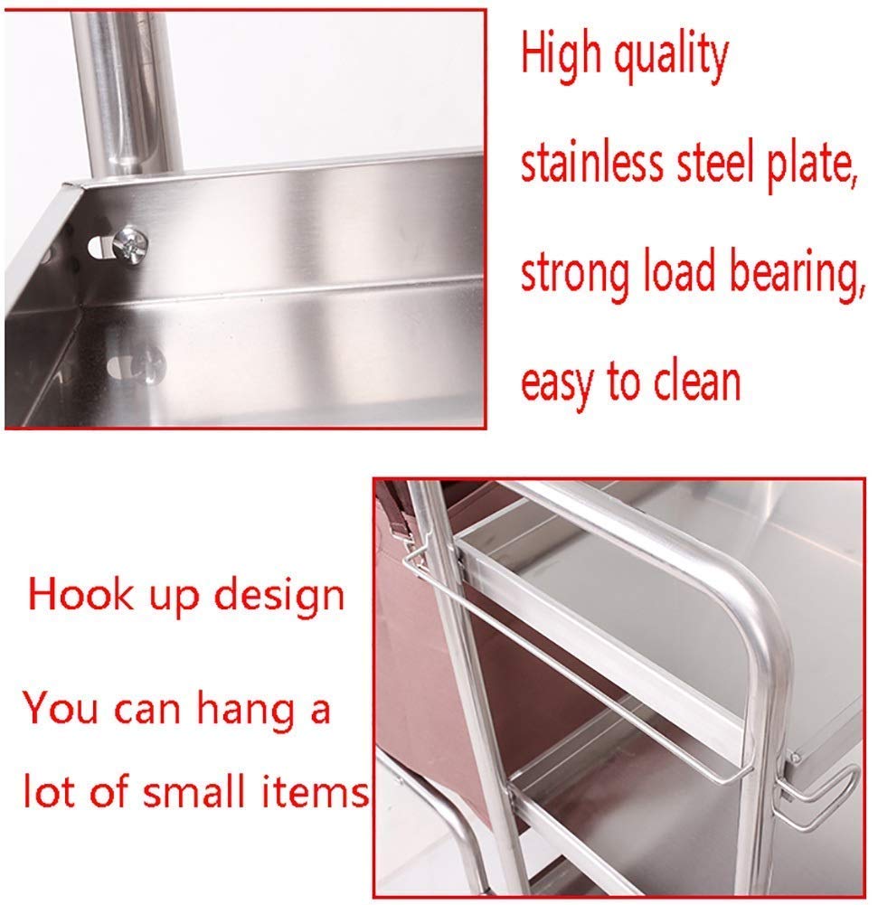 Carro De Servicio Comercial con Ruedas Silenciosas, Carro De Limpieza De Acero Inoxidable para Habitaciones De Hotel con Bolsa/Estilo-1/102 * 45 * 97 Cm, Estilo-2, 102 * 45 * 97 Cm