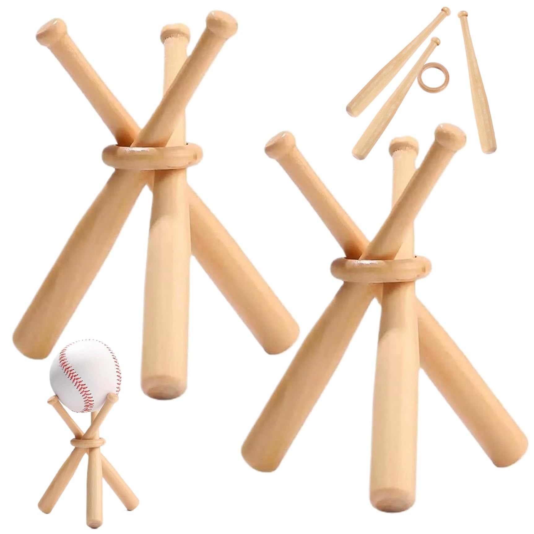 Présentoir de Baseball en Bois en Forme Chauve-Souris 2 Supports pour Ballon Support Bureau Décoratif