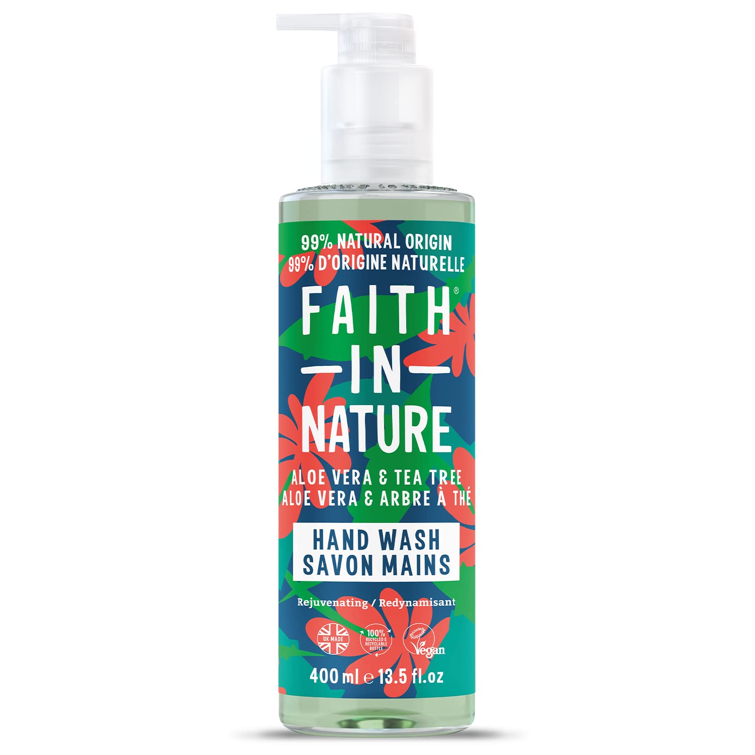 Faith In Nature Natürliche Handwaschlotion mit Aloe Vera und Teebaum-Extrakt, Verjüngend, Vegan und Frei von Tierversuchen, Ohne SLS Oder Parabene, 400ml