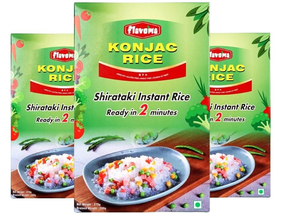 Flavoma Shirataki Rice/Konjac Rice, 270g (Pack of 3) [Ultra Low-carb | Low-calorie | Keto-friendly | Fat-Free | Gluten-Free | Wheat Free | Source of Fiber | Miracle Rice] (B0D9CZ189V) Amazon Price History, Amazon Price Tracker