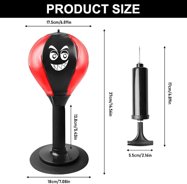 Demlaka Punching Ball da Tavolo: Mini sacco da boxe per ufficio, con ventosa e pompa ad aria, Rage Bag, set sacco da boxe, sacco da boxe da scrivania, Mini-Boxball, sacco da boxe da tavolo per il capo - 2