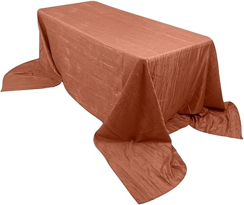 Efavormart - Mantel rectangular de tafetán arrugado de acordeón de terracota de 90 x 156 pulgadas, perfecto para ceremonias de boda, fiestas,