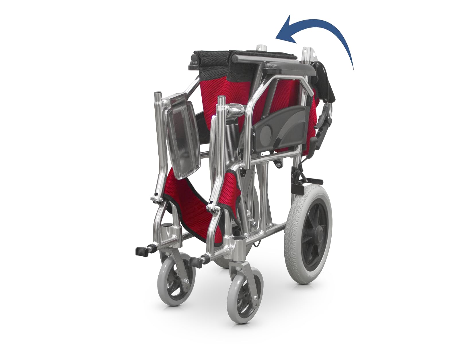 QUIRUMED Silla de ruedas plegable para traslado, Estructura de aluminio, Ultraligera, Frenos de acompañante, Plegado Compacto, Ortopédica, Para minusválidos