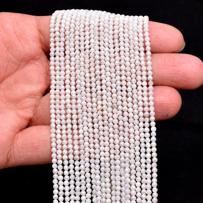 Pierre de Lune AAA+ micro perles à facettes 2mm pour création de bijoux d'exception