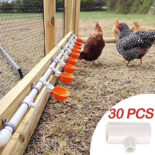 Pack Of 30 Chicken Waterer Pvc Tee Fittings Waterer Fully Automatic Poultry Waterers Pvc Fittings For Threaded Poultry Waterer Cups Nipples Feeders #TOP3