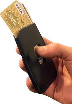 Mens Slim Vertical Card Holder, Credit Card Wallet, Handmade Stitched Genuine Leather Card Holder, Small Business Card Holder Black
