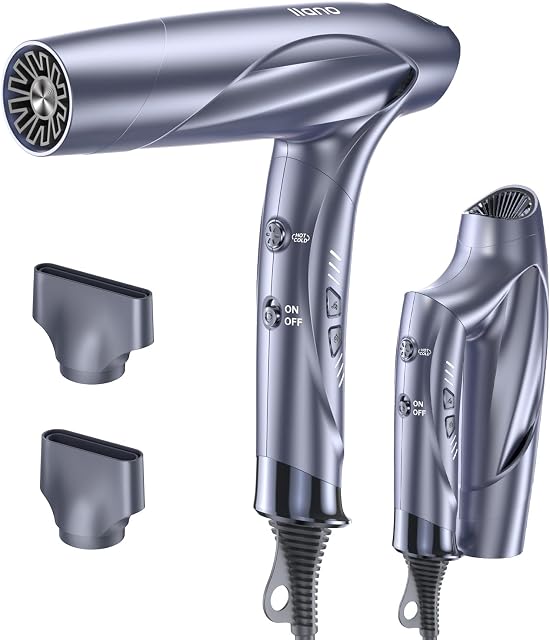 Best Gift pour les soins capillaires, 1400W Séchoir à cheveux ionique moteur sans brosse, Séchoir pliant voyage léger, Llano Salon professionnel Séchoir à cheveux à séchage rapide avec des Ions de soins capillaires, des cycles chauds et froids, 120V